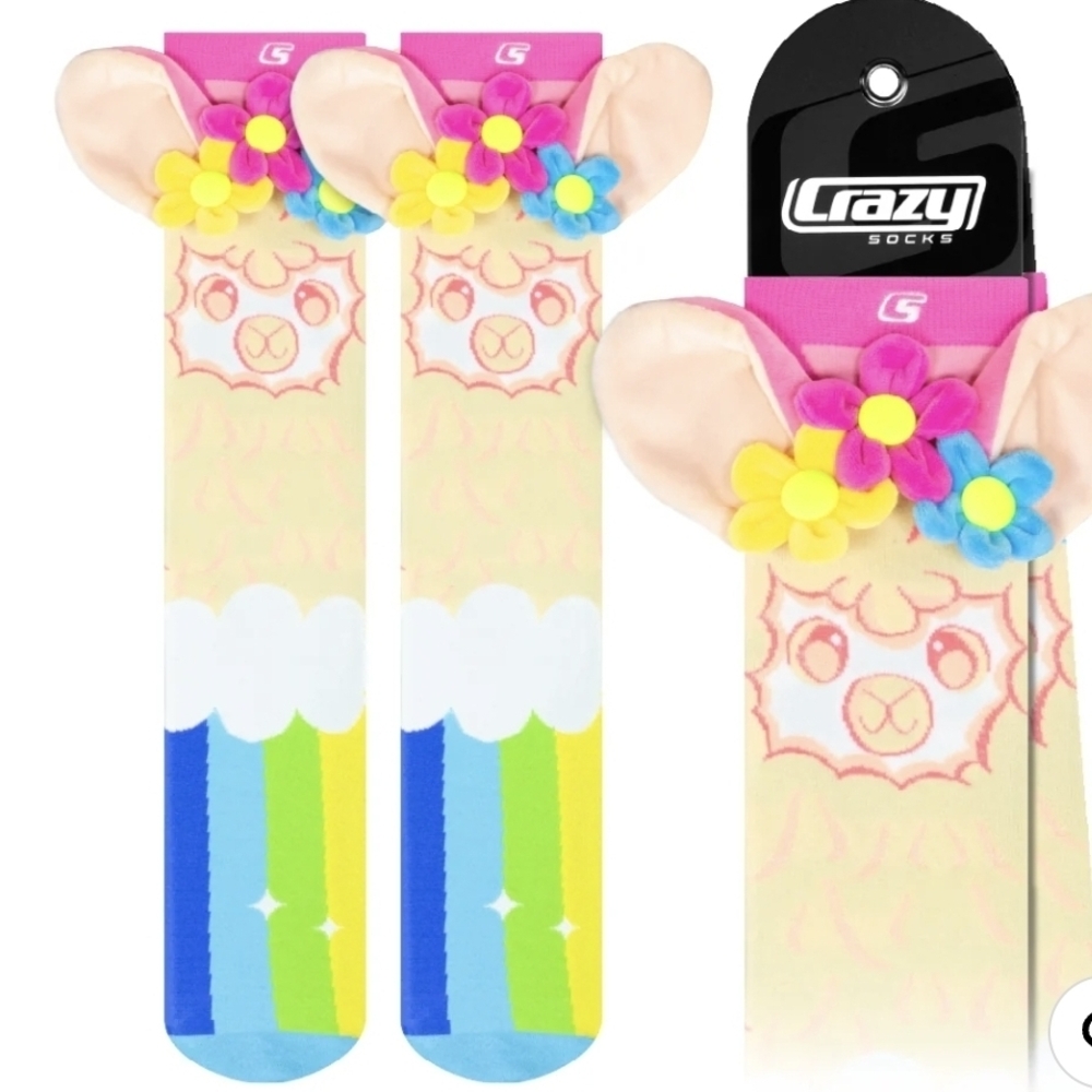 Kids Llama Socks - Pink and Blue